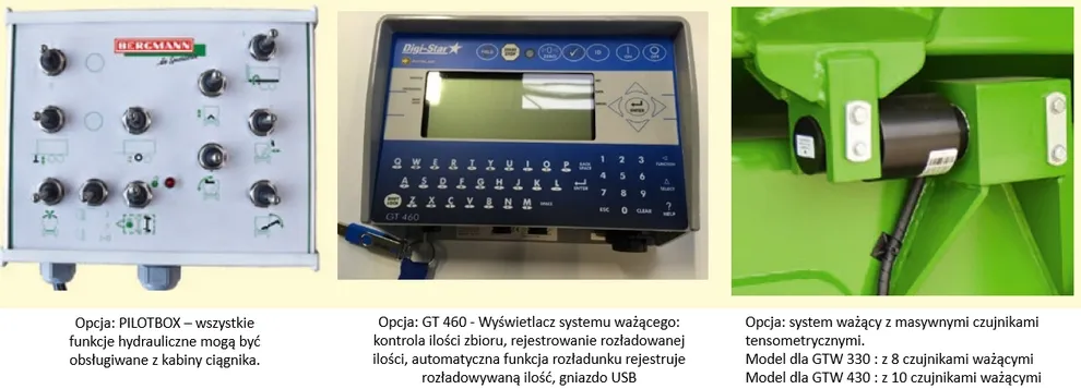 Opcje do przyczep przeładowczych Bergmann GTW 330 i GTW 430 Opcje do przyczep przeładowczych Bergmann GTW 330 i GTW 430